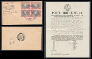 1951 Geological survey, SG334, blk/4 on registered cover with first day large Centenary ce