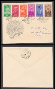 1952 Saints and Poet set of 6, SG337-42, FDC from Calcutta G.P.O. addressed and delivery C