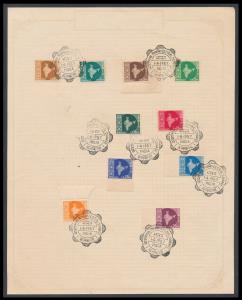 1957 Map series 1N.P. to 75N.P., SG375-385, excluding 6N.P. on sheet of paper with first d