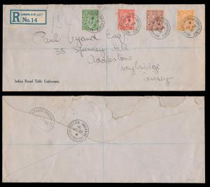 1931 Round Table Conference, registered cover pre-printed ”Indian Round Table Conference.”