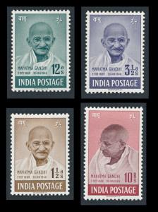 1948 M. Gandhi set of 4, SG305-08, white gum, MLH. Fine.
