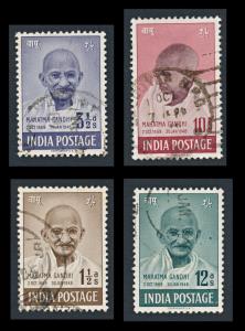 1948 M. Gandhi set of 4, SG305-08, commercially used. Fine.