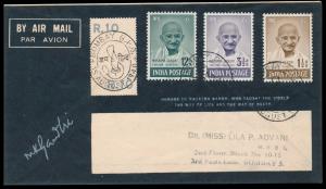 1948 M. Gandhi set of 4, SG305-08, mourning addressed FDC with pictorial cancellation from
