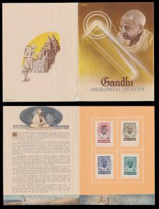 1948 M. Gandhi folder, set of 4, SG305-08, first day special cancel of CALCUTTA G.P.O. Fin