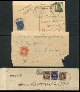 Bundi: A selection of two covers and one British India King George VI postcard all franked
