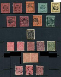 Dhar: A complete collection including shades and errors of all stamps issued by Dhar State