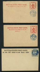 Duttia: A collection of Duttia postal stationery including three postcards and two postal 