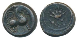 Post- Vakatakas, Vidarbha Region, ‘Vishnukundin’ type, Copper base alloy Unit, 5.48g, obv.