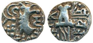 Karkotakas of Kashmir, Vinayaditya (8th century AD), Base Gold Dinara, 7.55g, seated godde
