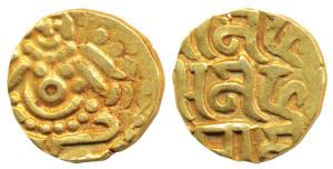 Muhammad bin Sam (AH 589-602, 1193-1206 AD), Gold Dinar, 4.23g, Lakshmi type, goddess Laks