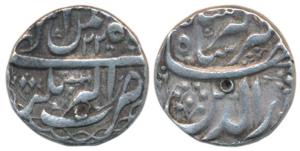 Jahangir, Silver Rupee, 11.44g, Akbarnagar Mint, Month Bahman, RY 22, Katar or dagger symb