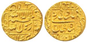 Shah Jahan, Gold Mohur, 11g, Patna Mint, RY 21, legend within square area, mint name in th