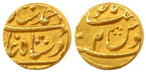 Ahmed Shah Bahadur, Gold Mohur, Azimabad Mint (mint name off flan), RY 2 (KM 449.3). Very 