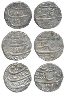 Ahmed Shah Durrani (AH 1160-1186, 1747-1772 AD), Silver Rupee (3), Anwala, Bareli and Mura