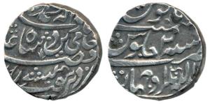 Abdullanagar Ujhani Mint, Silver Rupee, 11.08g, in the name of Shah Alam II, RY 2 (KM A6).