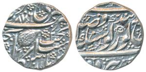 Amritsar Mint, Silver Rupee, 11.18g, VS 1886, Nanakshahi couplet, (KM type 20). Extremely 