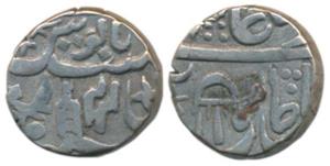 Mominabad Bindraban Mint, Silver ½ Rupee, 5.32g, in the name of Shah Alam II, RY 44, umbre