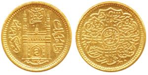 Mir Usman Ali Khan (AH 1329-1367, 1911-1948 AD), Gold 1/8 Ashrafi, 1.40g, Farkhanda Bunyad
