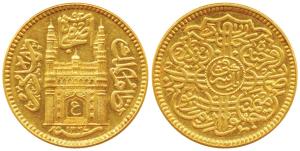Mir Usman Ali Khan, Gold Ashrafi, 11.20g, full ’Ain’ in doorway of Charminar, AH 1367/38, 