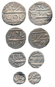 Ranjit Singh, set of 4, Silver Rupee, ½, ¼ and 1/8, second series, in the name of Queen Vi