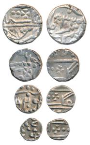 Kota Mint, Silver Rupee, ½, ¼ and 1/8, with the name of Queen of Englistan, RY 32, 36, 2 a