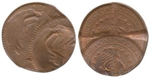 Bala Rama Varma II, Copper Chuckram, 9.98g, Error, double struck, the second strike is off