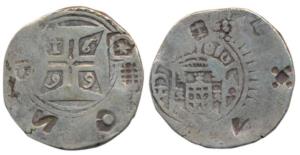 Goa, Peter II, Silver Xerafim, 10.65g, 1699, obv. crown arms divide GA within a circle, re