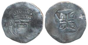 Diu, Peter II, Silver Xerafim, 10.12g, AD 1690, obv. crown arms divide DO within a circle,