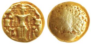 3 Swami Gold Pagoda, 3.38g, Tirupati Balaji in the centre, flanked by his wives Shri Devi 