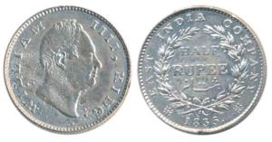 William IV, Silver ½ Rupee, 1835, Bombay Mint, No initials, 20 Berries. (Pr 69). Cleaned, 