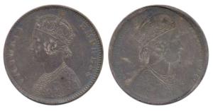 Victoria Empress, Silver Rupee, Error, Brockage, nice deep and complete Lakhi impression, 