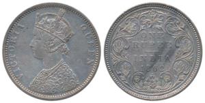 Victoria Queen, Silver Rupee, 1862, Bombay Mint, A / II / 1 / 1 with crescent. (Pr 99). Ni