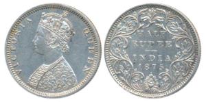 Victoria Queen, Silver ½ Rupee, 1875, Bombay Mint, B1 / II / Dot, Unlisted in Pridmore. Ex