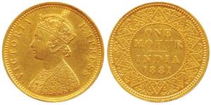 Victoria Empress, Gold Mohur, 1881, V in Jabot (Prid 18). Very slight traces of mounting o