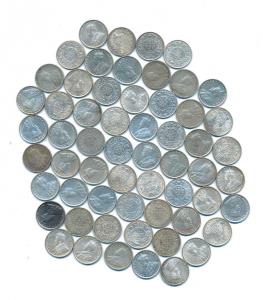 George V, Silver 2 Annas (59), 1912 (3), 1913, 1914 (2), 1915, 1916 (11), 1917 (41). Very 