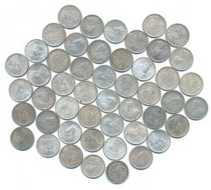 George V, Silver ¼ Rupee (59), 1912, 1913 (8), 1914, 1915, 1916, 1917 (17), 1918 (11), 191