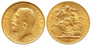 George V, Gold Sovereign, 8g, Bombay Mint, 1918, ’I’ mint mark for India on rev. (KM 525A)