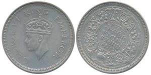 George VI, Half Silver Rupee, 1944, Bombay Mint, C / II, Error, die rotate to 9 o’clock (P