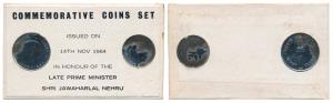 1964 Uncirculated set, Birth Anniversary of Jawaharlal Nehru, set of 2, 50 Paise and 1 Rup