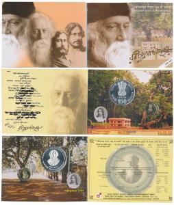 2011 Uncirculated Set, 150th Birth Anniversary of Rabindranath Tagore, set of 2, Rupees 5 