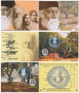 2011 Uncirculated Set, 150th Birth Anniversary of Rabindranath Tagore, set of 2, Rupees 5 