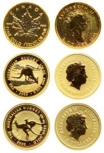 Australia, Elizabeth II, Gold 5 Dollars (2), 1.57g (1/20 ounce), .9999 purity, 2000 and 20