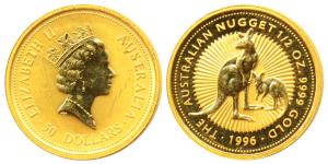 Australia, Elizabeth II, Gold Proof 50 Dollars, 15.55g (½ ounce), .9999 purity, 1996, Kang