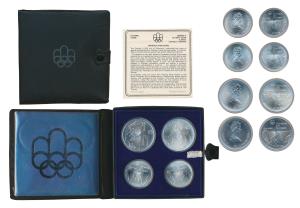 Canada, Elizabeth II, 1976 Montreal Olympics, Silver 5 Dollars, 24.3g, (2) and Silver 10 D