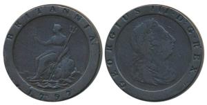 Great Britain, George III, Copper Cartwheel Two Pence, 55.88g, 1797, laureate bust of the 
