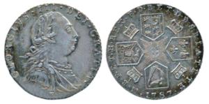 Great Britain, George III, Silver 6 Pence, 3.01g, 1787 (KM 606.2). About Uncirculated, Rar