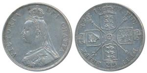 Great Britain, Victoria Queen, Silver Double Florin, 22.35g, 1889 (KM 763). Very Fine+.