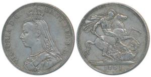 Great Britain, Victoria, Silver Crown, 28.19g, 1891 (KM 765). Very Fine+.