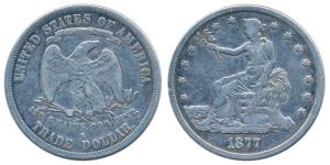 United States of America, Silver Trade Dollar, 26.88g, Liberty seated with motto below on 
