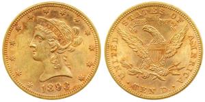 United States of America, Gold $ 10 (Dollars), 16.78g, Liberty head on obv., Motto ’IN GOD